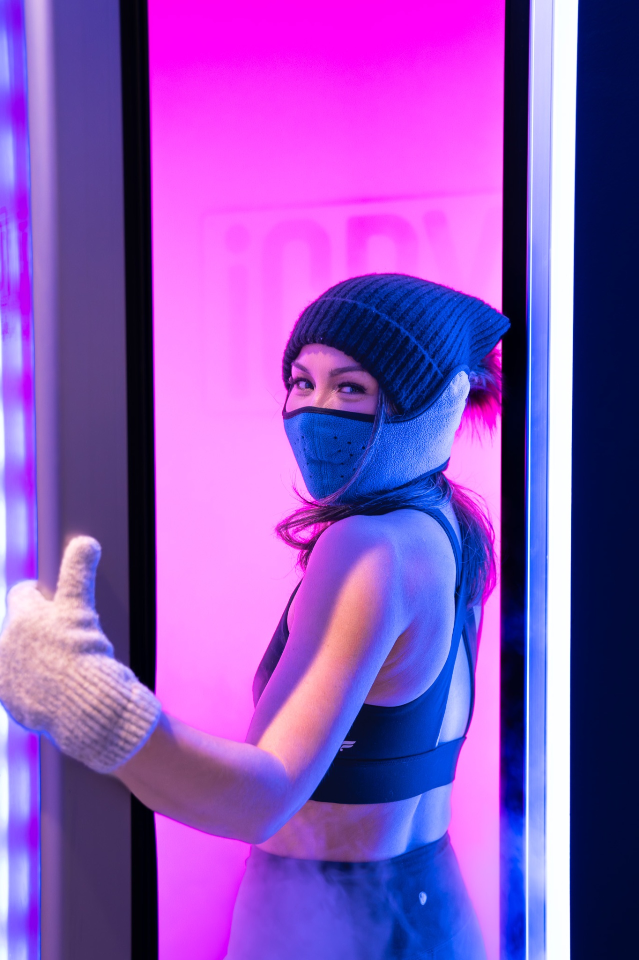 iCRYO Branford guest geared up inside the cryo chamber