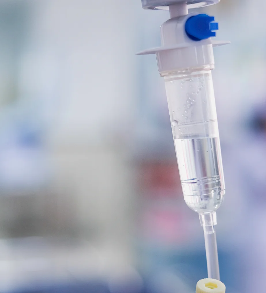 Close-up of a stem cell IV drip at iCRYO Branford