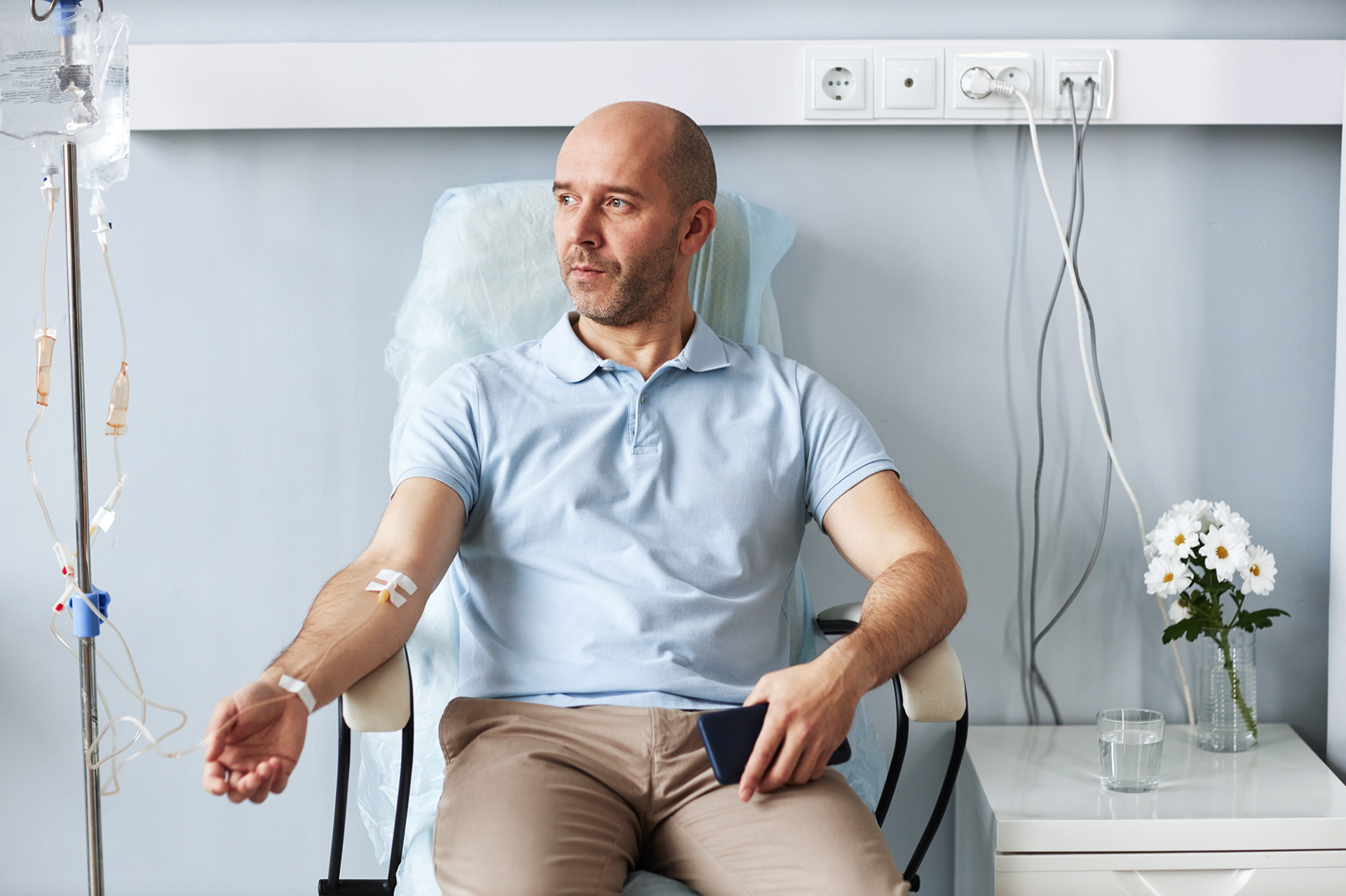 Guest receiving a stem cell IV infusion at iCRYO Branford